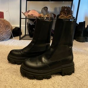 Black Fashion Combat Boots